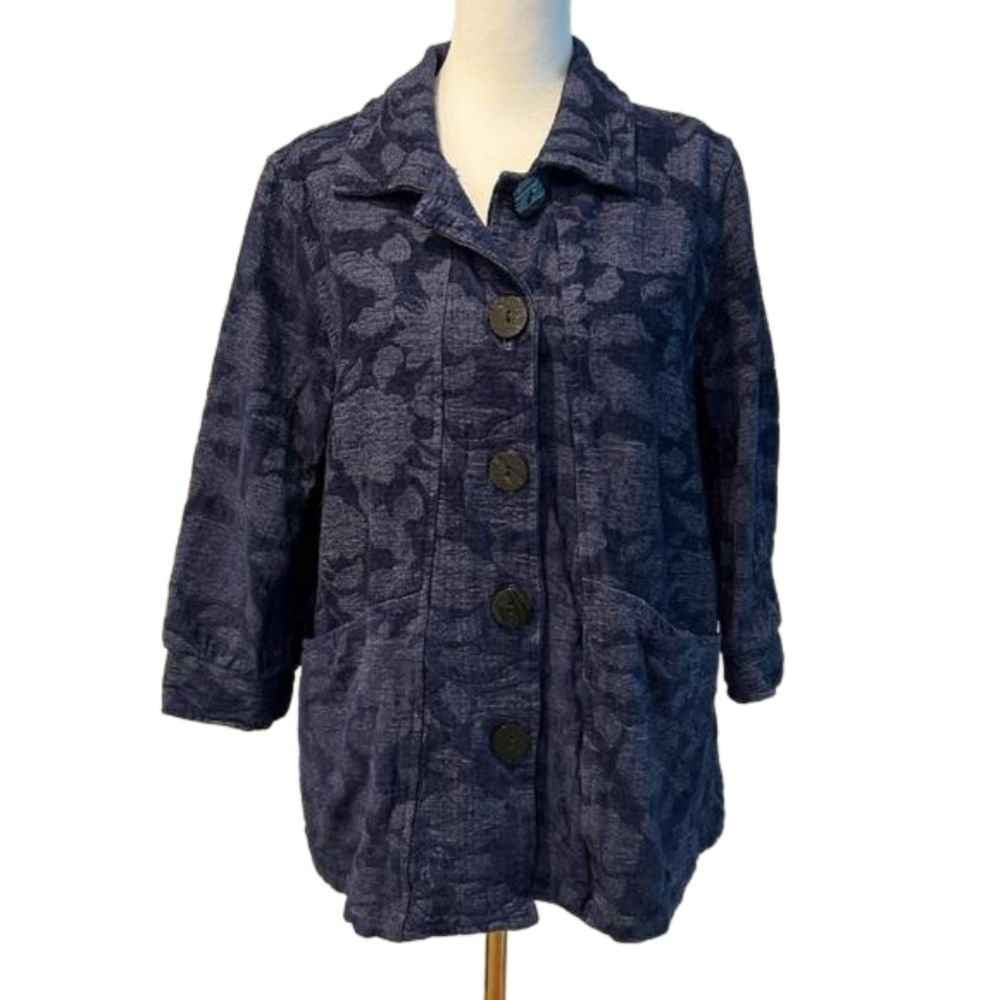 C.M.C. Color Me Cotton Vintage Coat, Coatigan, Light Jacket, Blue Size Small